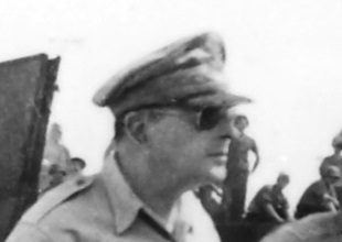 Photo of General Douglas MacArthur landing on Leyte, October 20, 1944